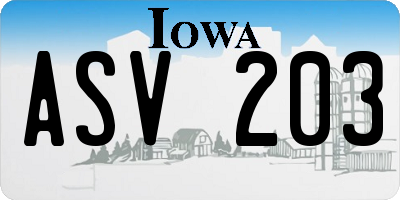IA license plate ASV203