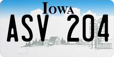 IA license plate ASV204