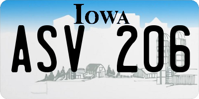 IA license plate ASV206