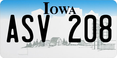 IA license plate ASV208