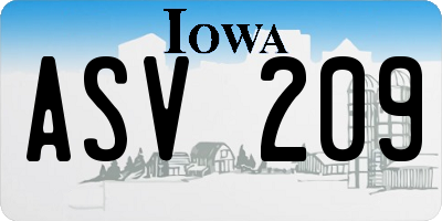 IA license plate ASV209