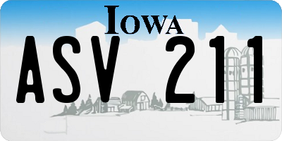 IA license plate ASV211