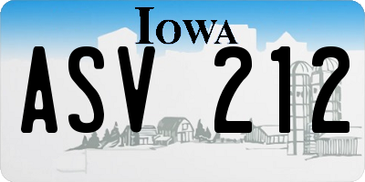 IA license plate ASV212