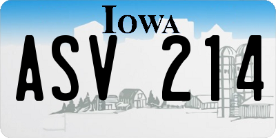 IA license plate ASV214