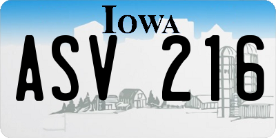 IA license plate ASV216