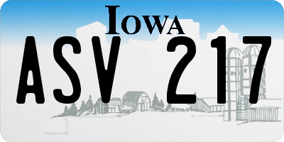 IA license plate ASV217