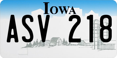 IA license plate ASV218