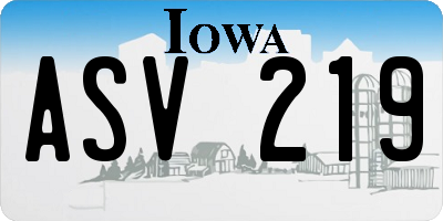 IA license plate ASV219
