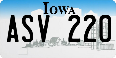IA license plate ASV220