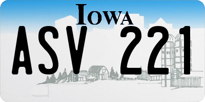 IA license plate ASV221