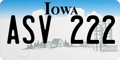 IA license plate ASV222