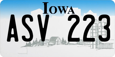IA license plate ASV223