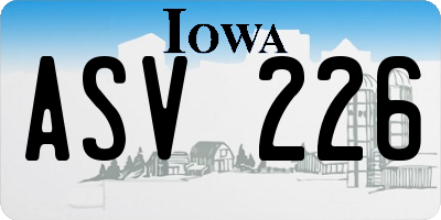 IA license plate ASV226