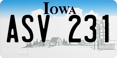 IA license plate ASV231