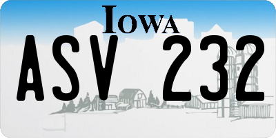 IA license plate ASV232