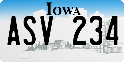 IA license plate ASV234