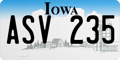 IA license plate ASV235