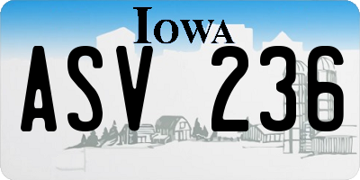 IA license plate ASV236