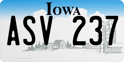 IA license plate ASV237