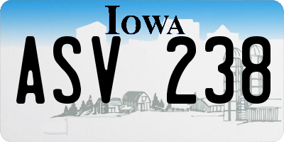 IA license plate ASV238