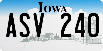 IA license plate ASV240