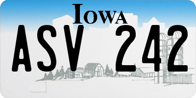 IA license plate ASV242