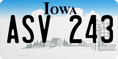 IA license plate ASV243