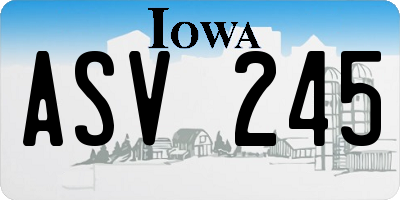 IA license plate ASV245