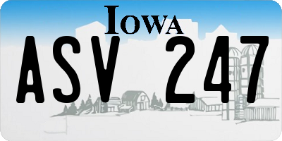 IA license plate ASV247