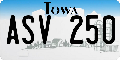 IA license plate ASV250