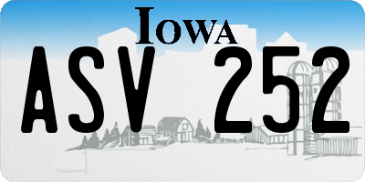 IA license plate ASV252