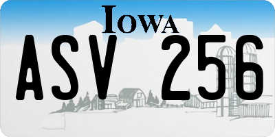 IA license plate ASV256