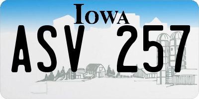 IA license plate ASV257