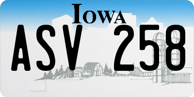 IA license plate ASV258