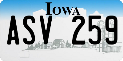 IA license plate ASV259
