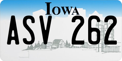 IA license plate ASV262