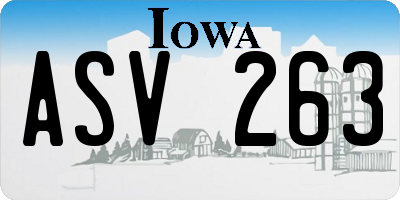 IA license plate ASV263