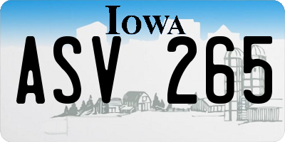 IA license plate ASV265