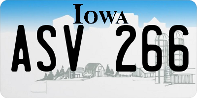 IA license plate ASV266