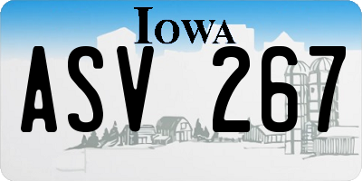 IA license plate ASV267