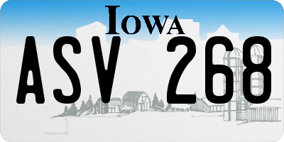 IA license plate ASV268