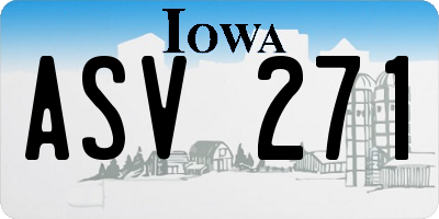 IA license plate ASV271