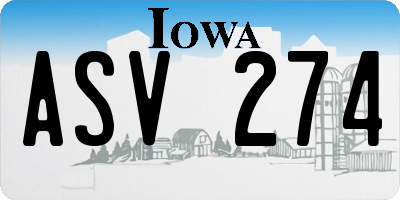 IA license plate ASV274