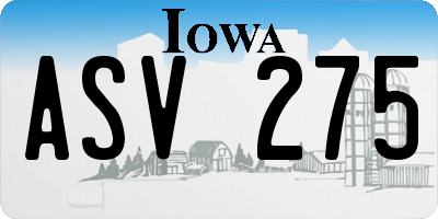 IA license plate ASV275