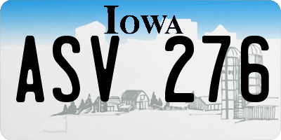 IA license plate ASV276