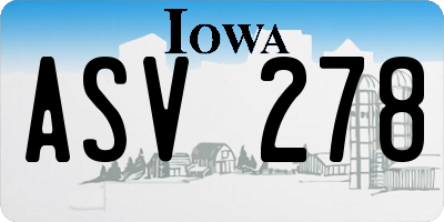 IA license plate ASV278