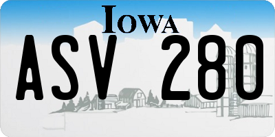 IA license plate ASV280