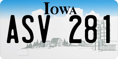 IA license plate ASV281