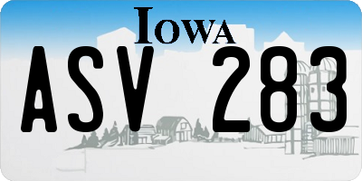 IA license plate ASV283