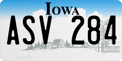IA license plate ASV284